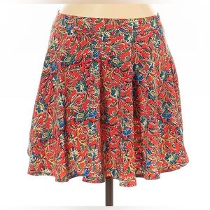 Lush Orange Skirt with Colorful Floral Details - Size Small
